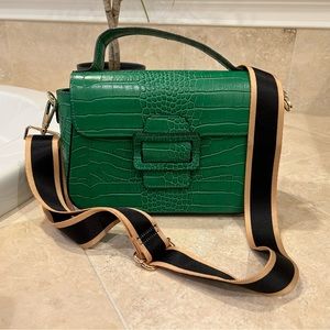 Green embossed genuine leather bag / purse